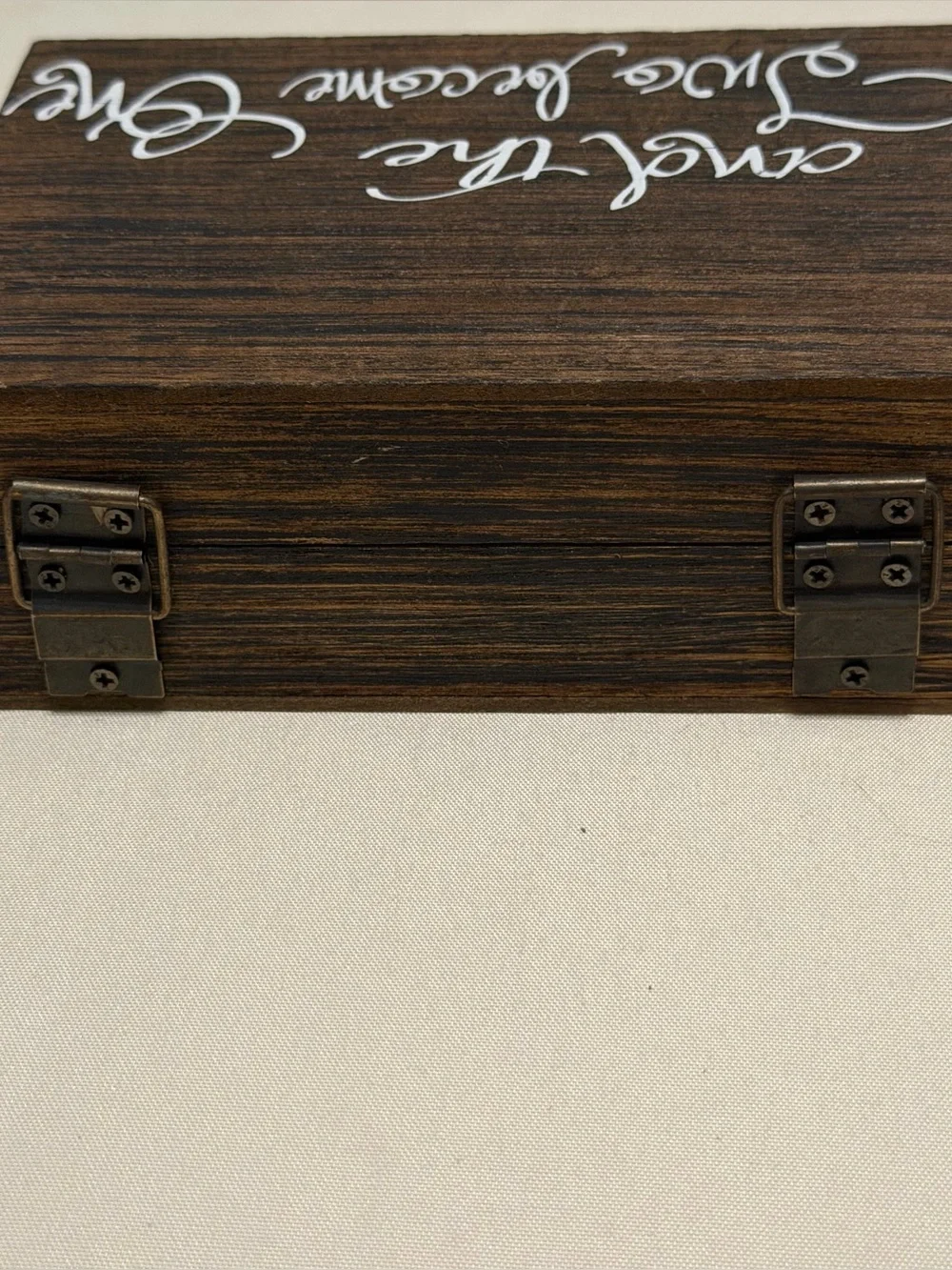 White Patterned Valentine’s Day LOVE Sign & Brown Western Wedding Ring Box